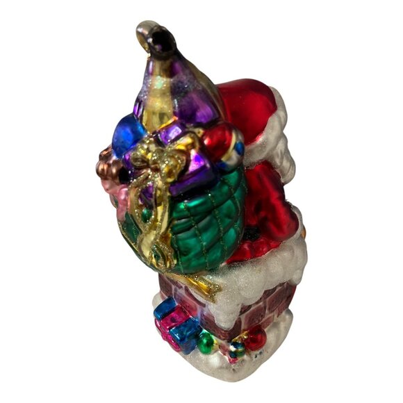 1999 Lumière Glass Santa Centerpiece Ornament The Brass Key Hand Painted Vintage - Picture 9 of 10